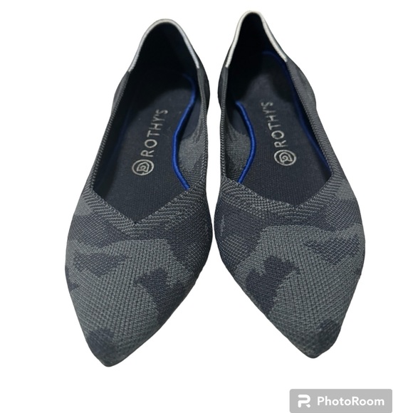 Rothy’s Rare HTF Retired Gray Black The Point Camo Flat Slip On size 9.5 - Picture 3 of 5